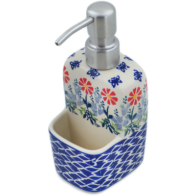 Polish Pottery Soap dispenser with holder Last Summer Flowers