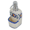 Polish Pottery Soap dispenser with holder Orange And Blue Flower