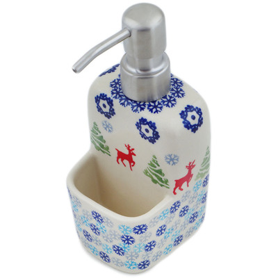 Polish Pottery Soap dispenser with holder Ring Around The Reindeer