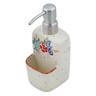 Polish Pottery Soap dispenser with holder Rustic Field Flowers Red