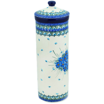 Polish Pottery spaghetti container Forget Me Not UNIKAT