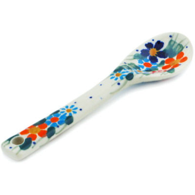Polish Pottery Spoon 5&quot; Backyard Blooms UNIKAT