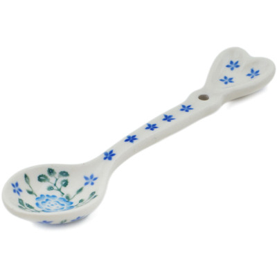 Polish Pottery Spoon 5&quot; Blue Camellia