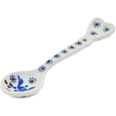 Polish Pottery Spoon 5&quot; Blue Ice