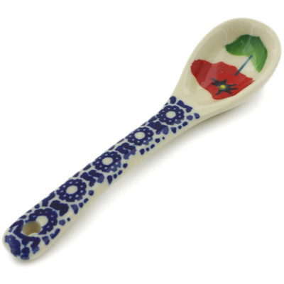 Polish Pottery Spoon 5&quot; Wind-blown Poppies