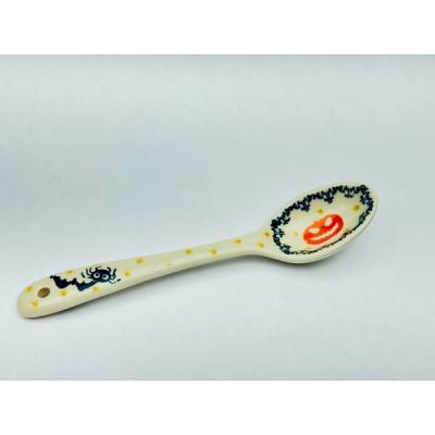 Polish Pottery Spoon 8&quot; Halloween Spooky Pumpkin