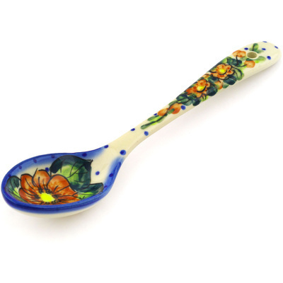 Polish Pottery Spoon 8&quot; Red Bouquet