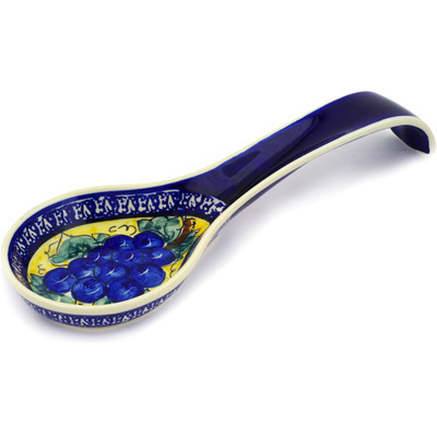 Polish Pottery Spoon Rest 12&quot; Tuscan Grapes