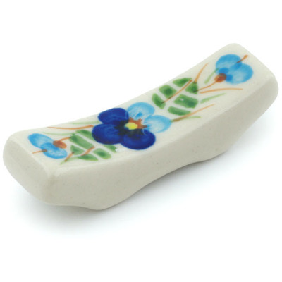 Polish Pottery Spoon Rest 2&quot; Blue Pansy