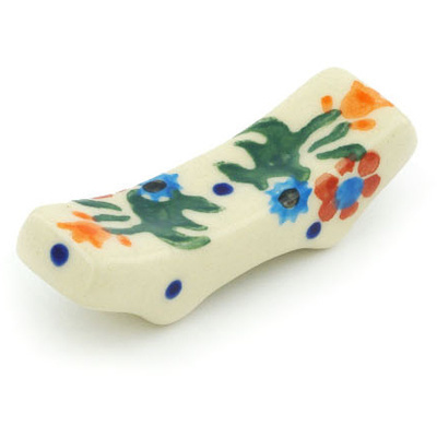 Polish Pottery Spoon Rest 2&quot; Spring Flowers