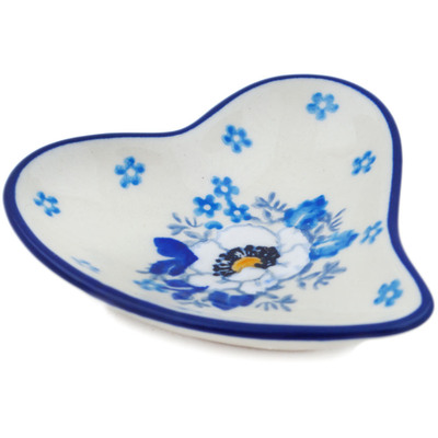 Polish Pottery Spoon Rest 3&quot; Blue Spring
