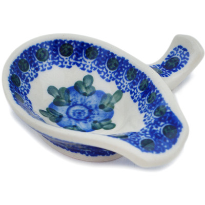 Polish Pottery Spoon Rest 4&quot; Blue Poppies