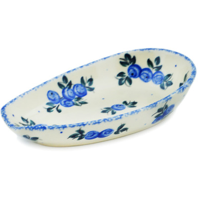 Polish Pottery Spoon Rest 5&quot; Blue Berry Special UNIKAT