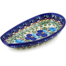 Polish Pottery Spoon Rest 5&quot; Blue Pansy