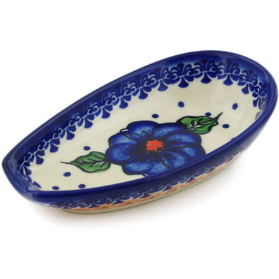 Polish Pottery Spoon Rest 5&quot; Greek Poppies