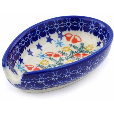 Polish Pottery Spoon Rest 5&quot; Wreath Of Bealls