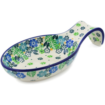 Polish Pottery Spoon Rest 7&quot; Good Luck Wildflowers