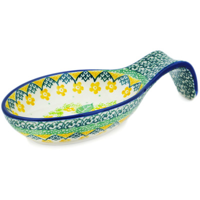 Polish Pottery Spoon Rest 7&quot; Spring On The Branch UNIKAT