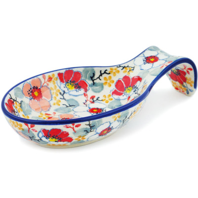 Polish Pottery Spoon Rest 7&quot; Sweet Floral Bliss UNIKAT