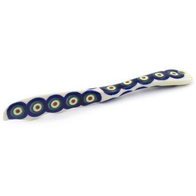 Polish Pottery Spreading Knife 7&quot; Peacock Leaves