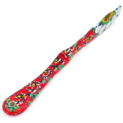 Polish Pottery Spreading Knife 7&quot; Sweet Red Petals UNIKAT