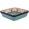 Polish Pottery Square Baker 10&quot; Radiant Green Meadow