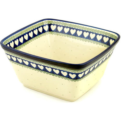 Polish Pottery Square Baker 9&quot; Light Hearted