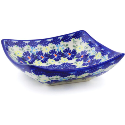 Polish Pottery Square Bowl 5&quot; Spring Meadow