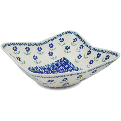 Polish Pottery Square Bowl 9&quot; Mariposa Lily