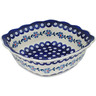 Polish Pottery Square Bowl 9&quot; Peacock Forget-me-not