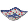 Polish Pottery Square Bowl 9&quot; Wind-blown Poppies