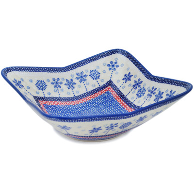 Polish Pottery Square Bowl 9&quot; Winter Sights UNIKAT