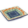 Polish Pottery Square Plate 6&quot; Peach Spring Daisy
