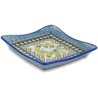 Polish Pottery Square Plate 7&quot; Cucumber Patch