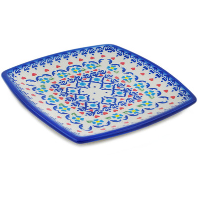 Polish Pottery Square Plate 7&quot; Graphic Armor