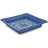 Polish Pottery Square Platter 12&quot; Blue Butterfly Brigade UNIKAT