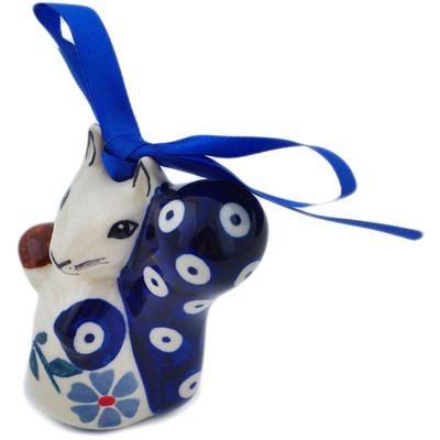 Polish Pottery Squirrel Figurine 3&quot; Peacock Forget-me-not