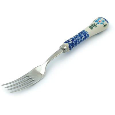 Polish Pottery Stainless Steel Fork 8&quot; Blue Summer