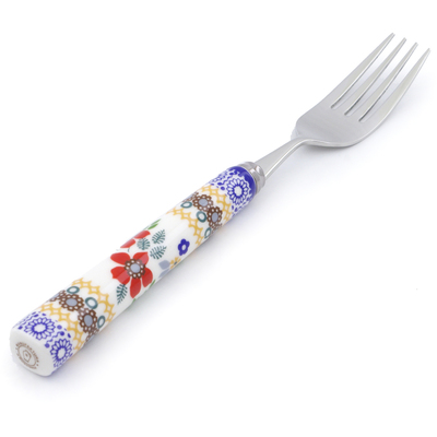 Polish Pottery Stainless Steel Fork 8&quot; Summer Bouquet UNIKAT