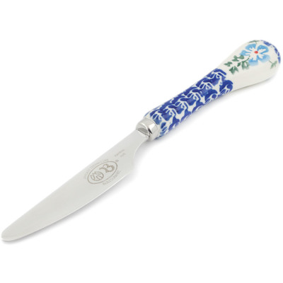 Polish Pottery Stainless Steel Knife 8&quot; Blue Summer