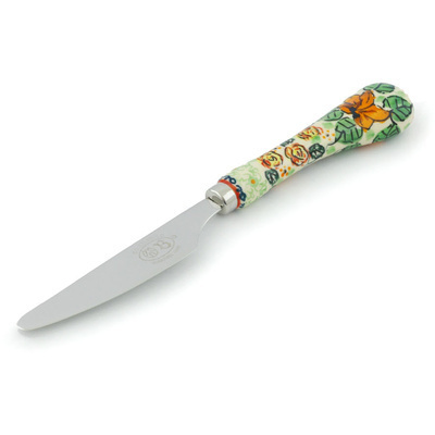 Polish Pottery Stainless Steel Knife 8&quot; Butterfly Meadow UNIKAT