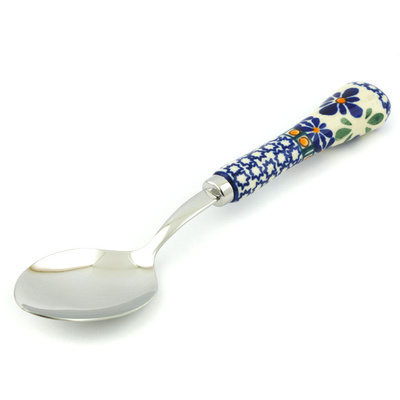 Polish Pottery Stainless Steel Spoon 8&quot; Gangham Flower Chain