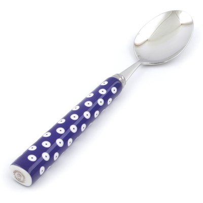 Polish Pottery Stainless Steel Spoon 8&quot; Peacock Eyes