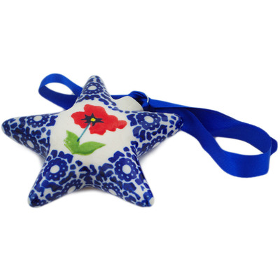 Polish Pottery Star Ornament 3&quot; Wind-blown Poppies