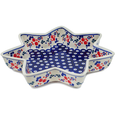 Polish Pottery Star Shaped Bowl 12&quot; Burst Of Berries