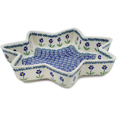 Polish Pottery Star Shaped Bowl 12&quot; Mariposa Lily