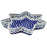 Polish Pottery Star Shaped Bowl 12&quot; Peacock Forget-me-not