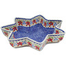 Polish Pottery Star Shaped Bowl 12&quot; Red Flower Meadow