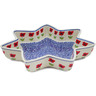 Polish Pottery Star Shaped Bowl 12&quot; Wind-blown Poppies