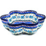 Polish Pottery Star Shaped Bowl 9&quot; Blooming Blues